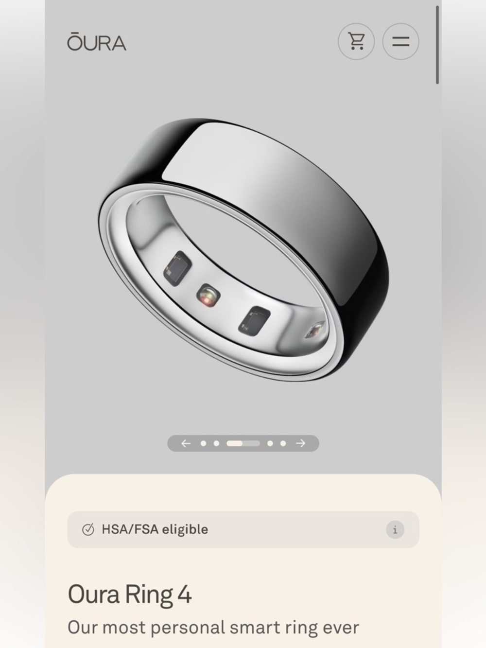 Oura Ring 4 Size 8 (Silver) with Charger and Box - Picture 3 of 16